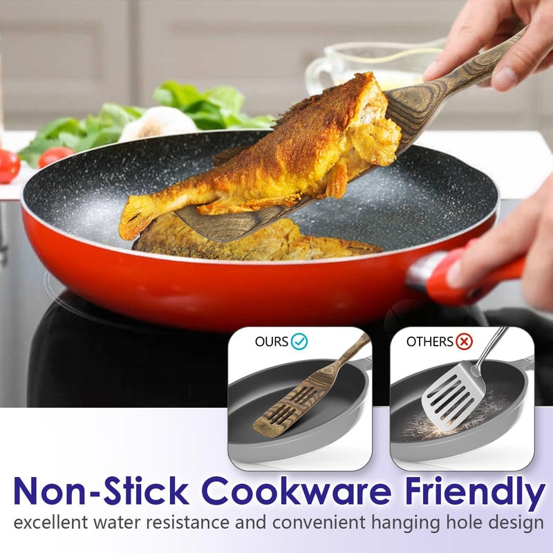 HOWHONG Wooden Spoons for Cooking, Pakkawood Kitchen Utensil Set Granite, Premium Durable Wooden Utensils for Nonstick Cookware, Heat Resistant, Smooth Finish, Comfortable Grip, 6 Piece - Image 4